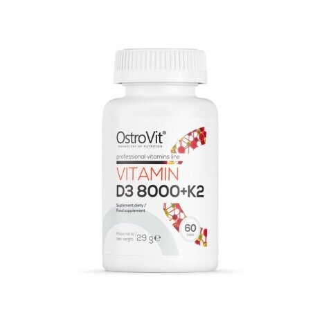 Vitamina D3 8000 IU + K2 200 mcg - 60 Tablete, OstroVit